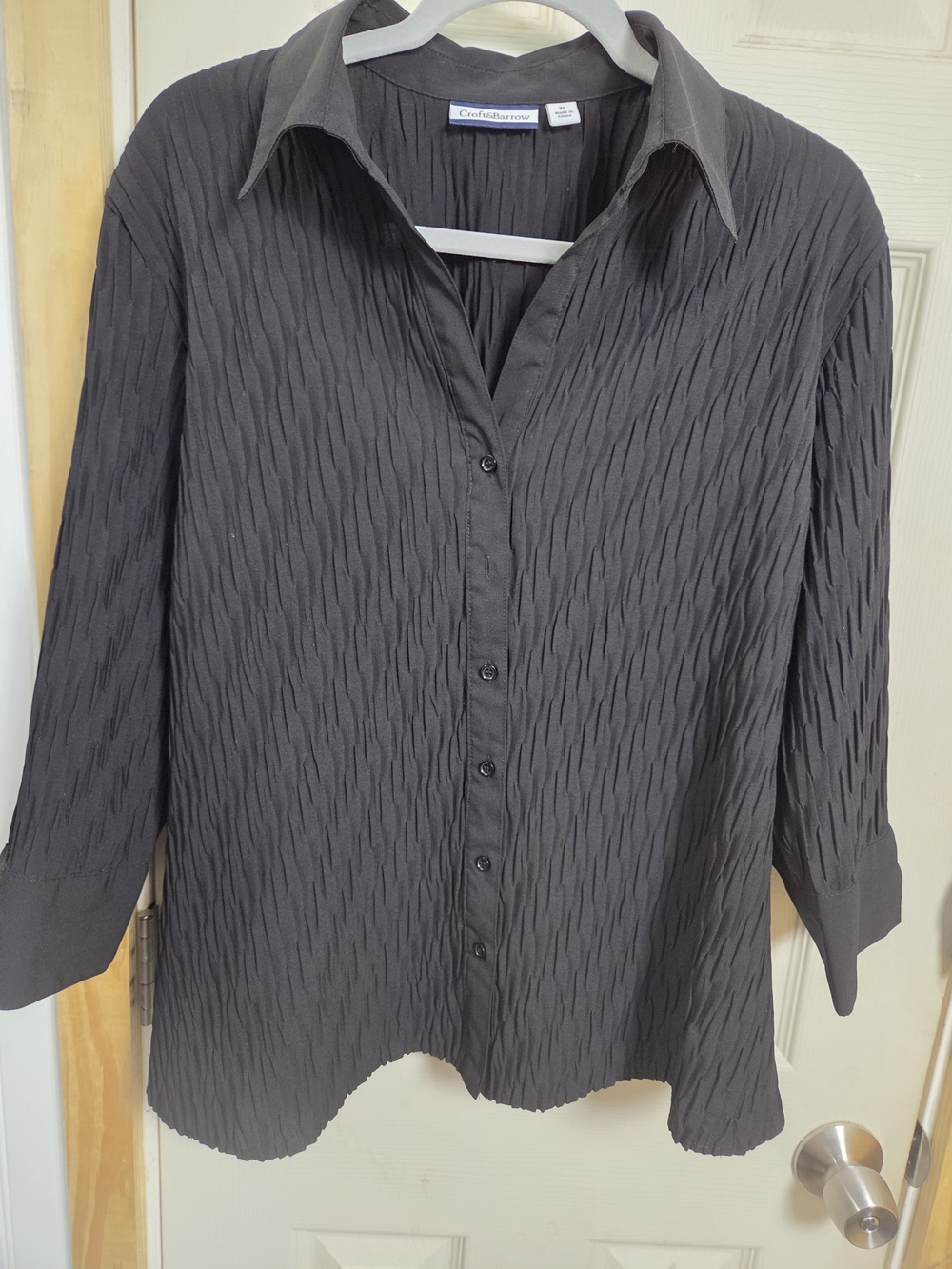 Crinkle Texrure Button-Down Shirt